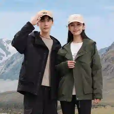 鸭鸭 山系户外工装大口袋宽松时尚百搭连帽夹克外套 男女同款