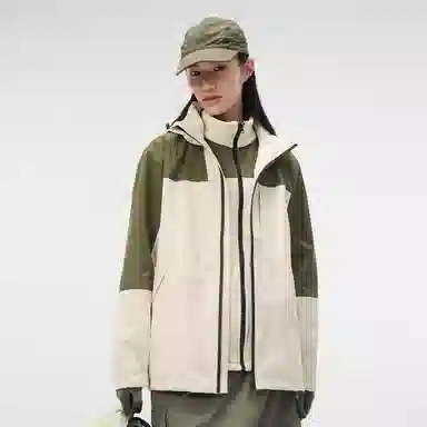 户外防雨可拆卸抓绒内胆三合一小众高级感咖色美式复古连帽宽松外套  防水防风保暖冲锋衣 男女同款