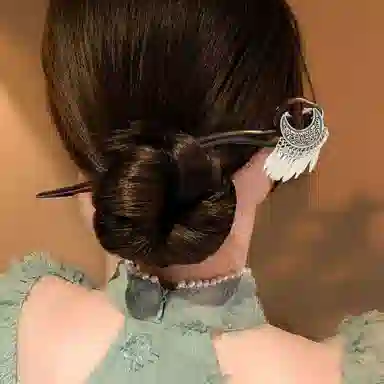 贯古今 古风月牙流苏盘发 木制 发簪 女款