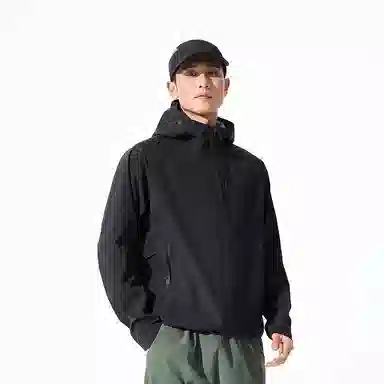 波司登 防风防水透气耐磨纯色户外机能单层软壳下摆抽绳连帽夹克外套 男款