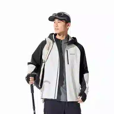 波司登 防风防水透气耐磨纯色户外机能单层软壳下摆抽绳连帽夹克外套 男款