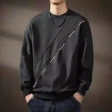 贵色 高端拼接宽松圆领套头卫衣 男款