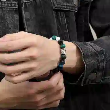 金戟 孔雀蓝 新中式国潮路路通轻奢高级感小众设计 星芒转运珠 虎眼石 手串 男女同款情侣款