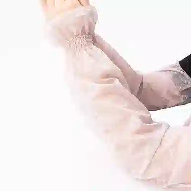 上海故事 冰丝袖套 春秋蕾丝宽松透气泡泡袖灯笼冰袖开车骑行遮阳护臂手套 锦纶 氨纶 防晒袖 女款