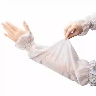 上海故事 冰丝袖套 春秋蕾丝宽松透气泡泡袖灯笼冰袖开车骑行遮阳护臂手套 锦纶 氨纶 防晒袖 女款