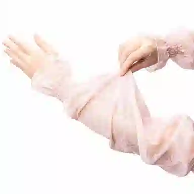 上海故事 冰丝袖套 春秋蕾丝宽松透气泡泡袖灯笼冰袖开车骑行遮阳护臂手套 锦纶 氨纶 防晒袖 女款