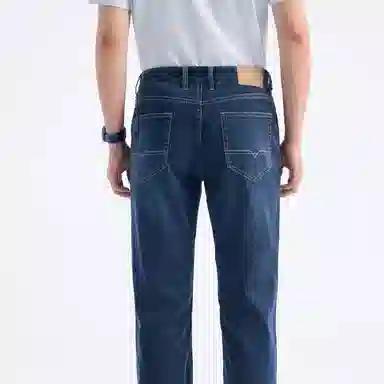 九牧王男裤专家 新凉感系列 百搭舒适微弹修身牛仔裤 男款 藏青