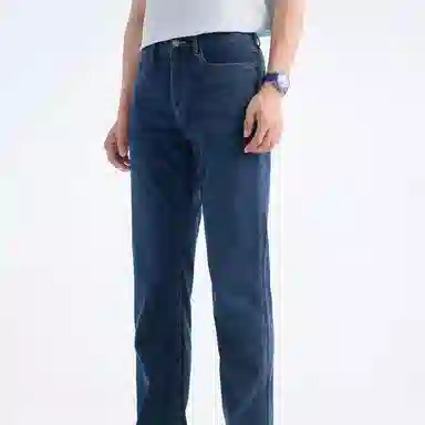 九牧王男裤专家 新凉感系列 百搭舒适微弹修身牛仔裤 男款 藏青