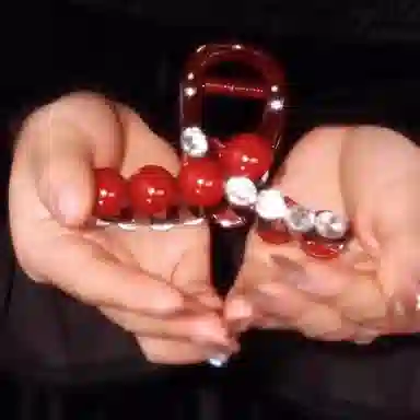 丹琴 本命年红色抓夹红豆珠珠高级感后脑勺盘发卡夹子鲨鱼夹发饰 亚克力 发夹 女款