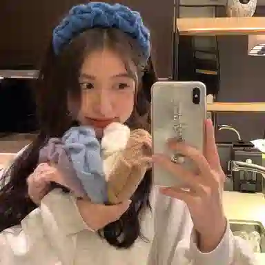 丹琴 甜美克莱因蓝高颅顶褶皱宽边头箍百搭洗脸专用发捆头饰 毛线 发箍 女款