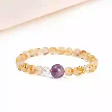 迎百宝 招财进宝九紫离火运紫 好运 新中式发财事业顺石星座守护转运黄塔晶 黄水晶 手串 男女同款情侣款