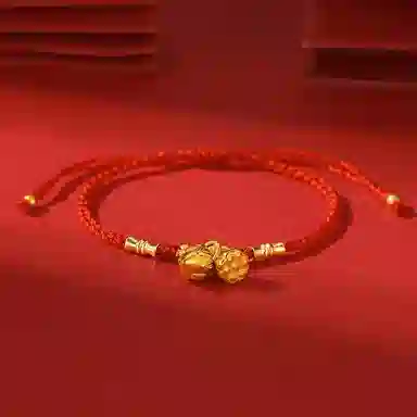 韵系 两世欢莲蓬红绳 铜镀金 手链 女款