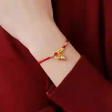 韵系 两世欢莲蓬红绳 铜镀金 手链 女款