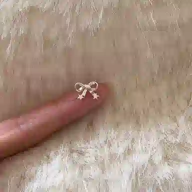 韵系 精致小巧蝴蝶结 铜镀金 耳钉 女款