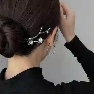 贯古今 韵味精致银色小众设计古风盘发 合金 发簪 女款