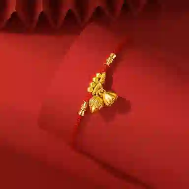 韵系 两世欢莲蓬红绳 铜镀金 手链 女款