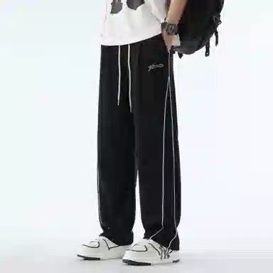 王者荣耀 鲁班七号星空梦想款 美式校园风卫裤户外跑步篮球品牌字母刺绣标系带百搭宽松垂感透气舒适直筒织带休闲裤 男女同款