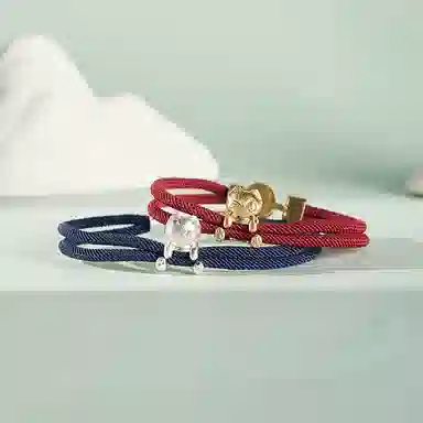 大英博物馆 巴斯特系列 拥抱  红色蓝色 尼龙绳 手绳 男女同款情侣款