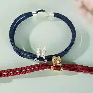 大英博物馆 巴斯特系列 拥抱  红色蓝色 尼龙绳 手绳 男女同款情侣款