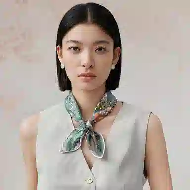 上海故事 城市掠影印花休闲百搭真丝小方巾 丝巾 女款