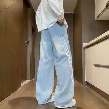 颂希尔 美式复古直筒纯色休闲牛仔裤 男女同款