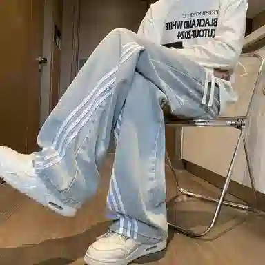 颂希尔 美式复古直筒纯色休闲牛仔裤 男女同款