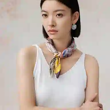 上海故事 城市掠影印花休闲百搭真丝小方巾 丝巾 女款