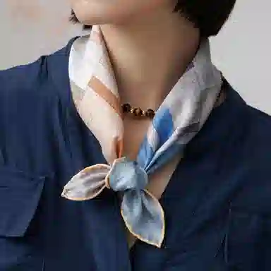 上海故事 城市掠影印花休闲百搭真丝小方巾 丝巾 女款