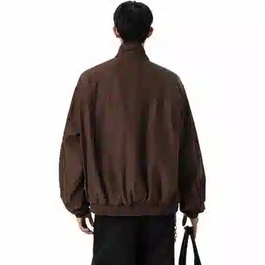 颂希尔 美式休闲立领纯色长袖夹克外套 男女同款