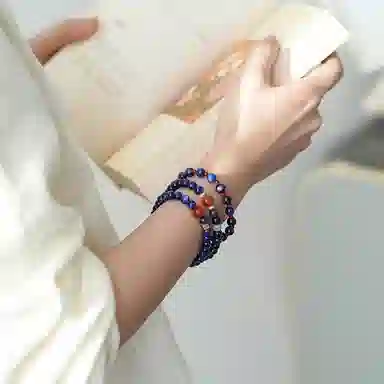 【吸金玄学】 指尖瑰宝 蒂奇亚实拍天然蓝晶石 新中式国风高级感文玩 女神出游必备显白单圈 玛瑙 手串 男女同款情侣款