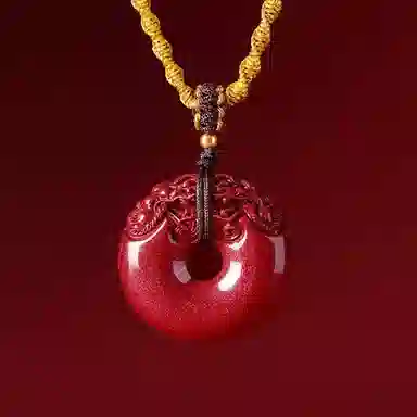 克兰茜 八方来财 紫宸瑞貔平安扣 新中式貔貅如意 轻奢高含量精致古典国潮 礼盒装 可调节 好运 再造辰砂朱砂 项链 女款