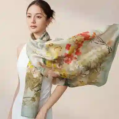 上海故事 丝墨新篇提花绫桑蚕丝礼盒装 披肩 女款