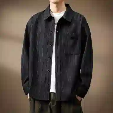 贵色 日系竹节纹复古长袖衬衫 男女同款