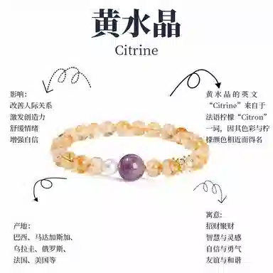 迎百宝 招财进宝九紫离火运紫 好运 新中式发财事业顺石星座守护转运黄塔晶 黄水晶 手串 男女同款情侣款