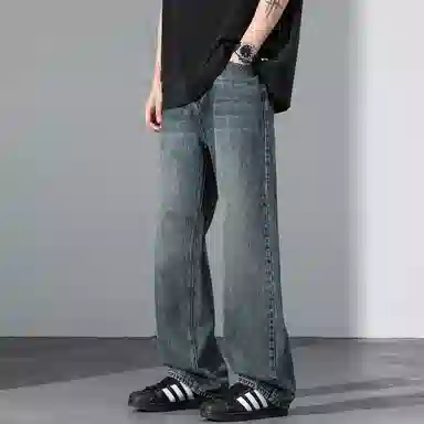 【dme】 美式潮流宽松休闲直筒中腰百搭阔腿牛仔裤 男女同款