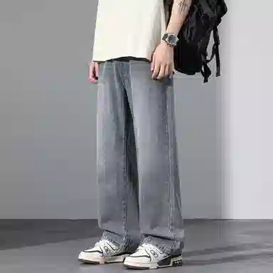 【dme】 美式潮流宽松休闲直筒中腰百搭阔腿牛仔裤 男女同款