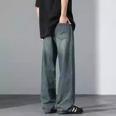 【dme】 美式潮流宽松休闲直筒中腰百搭阔腿牛仔裤 男女同款