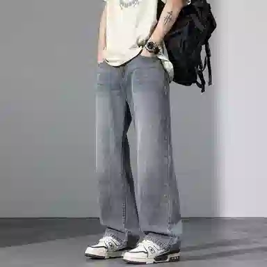 【dme】 美式潮流宽松休闲直筒中腰百搭阔腿牛仔裤 男女同款