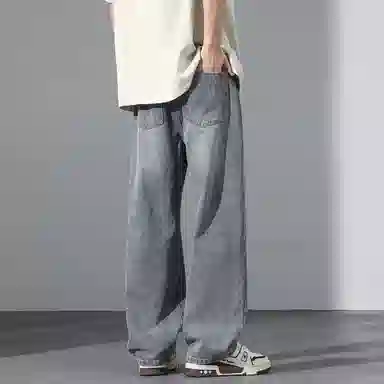 【dme】 美式潮流宽松休闲直筒中腰百搭阔腿牛仔裤 男女同款