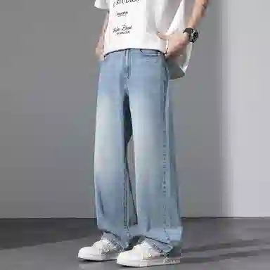 【dme】 美式潮流宽松休闲直筒中腰百搭阔腿牛仔裤 男女同款