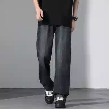 【dme】 美式潮流宽松休闲直筒中腰百搭阔腿牛仔裤 男女同款