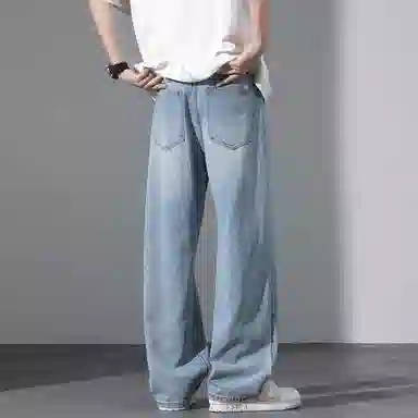 【dme】 美式潮流宽松休闲直筒中腰百搭阔腿牛仔裤 男女同款