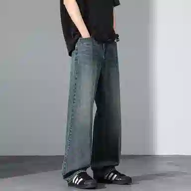 【dme】 美式潮流宽松休闲直筒中腰百搭阔腿牛仔裤 男女同款