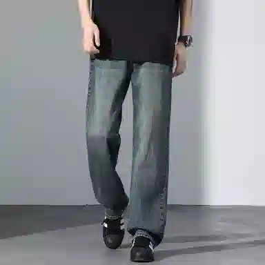 【dme】 美式潮流宽松休闲直筒中腰百搭阔腿牛仔裤 男女同款