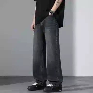 【dme】 美式潮流宽松休闲直筒中腰百搭阔腿牛仔裤 男女同款