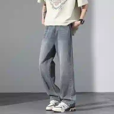 【dme】 美式潮流宽松休闲直筒中腰百搭阔腿牛仔裤 男女同款