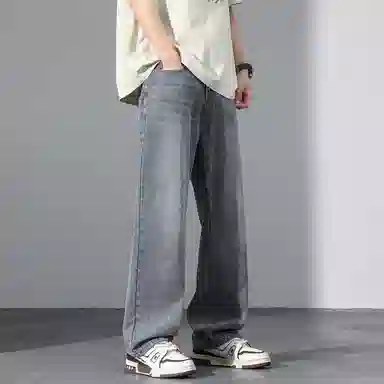 【dme】 美式潮流宽松休闲直筒中腰百搭阔腿牛仔裤 男女同款