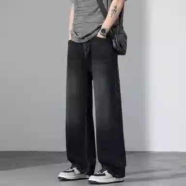 【dme】 美式潮流宽松休闲直筒中腰百搭阔腿牛仔裤 男女同款