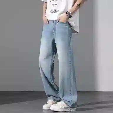 【dme】 美式潮流宽松休闲直筒中腰百搭阔腿牛仔裤 男女同款