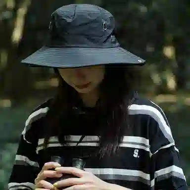 优幽兰 百搭休闲高级感大檐显脸小遮阳时尚小众设计感拼色户外登山帽防紫外线可调节 棉 防晒帽 男女同款情侣款